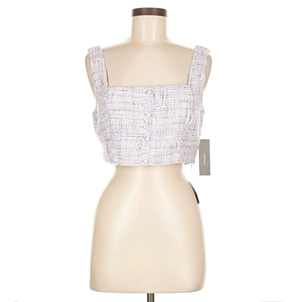 Lulu's White Tweed Crop Top